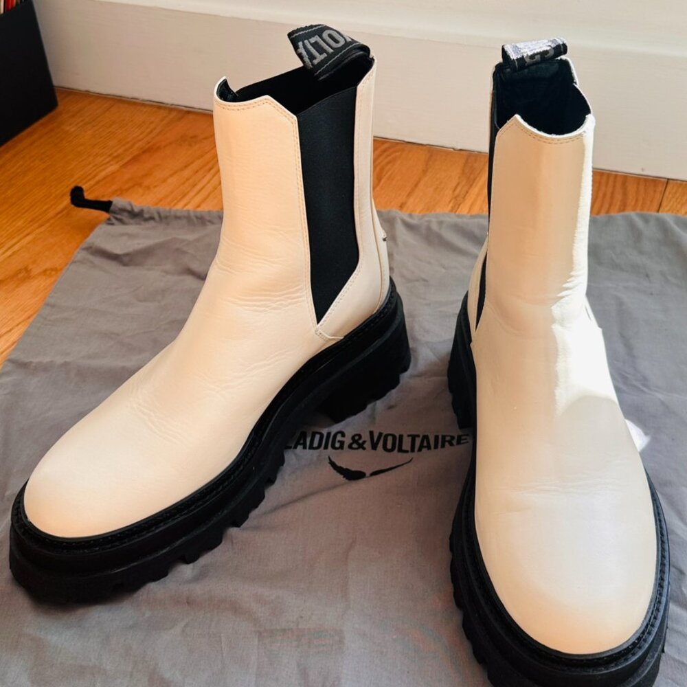 Zadig & Voltaire Beige Lug Sole Chelsea Boots | Platform | Size 41